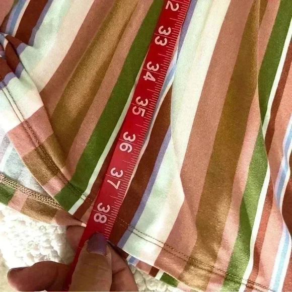 Nordstrom Striped Peasant Boho Ruffle SleeveFit Flare Mini Sun Dress Size M - Picture 15 of 15